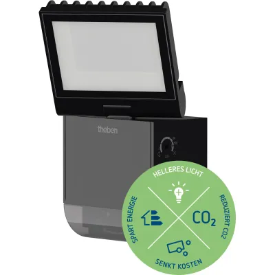 THEBEN LED-Strahler S8-100 BK 1020801 | 8,5W | 900lm | Bewegungsmelder | Wandmontage | IP55 | 4000K | schwarz