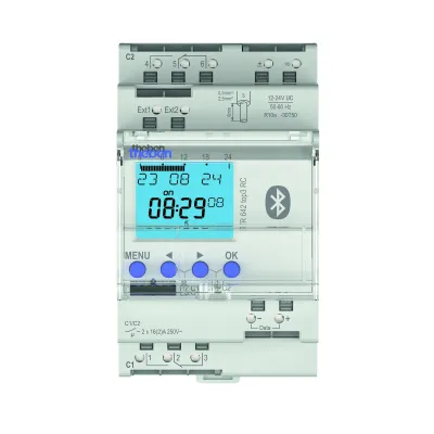Theben Digitale Zeitschaltuhr TR 642 top3 BLE | 2 Kanäle | DIN-Schiene | 12-24V | App-Steuerung