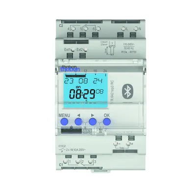 Theben Digitale Zeitschaltuhr TR 642 top3 BLE | 2 Kanäle | Jahres- & Astroprogramm | DIN-Schiene | 110-230V