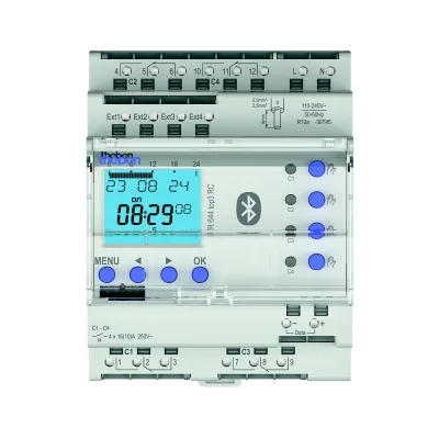 Theben Digitale Zeitschaltuhr TR 644 top3 BLE | 4 Kanäle | Jahres-/Astroprogramm | DIN-Schiene | 110–230V