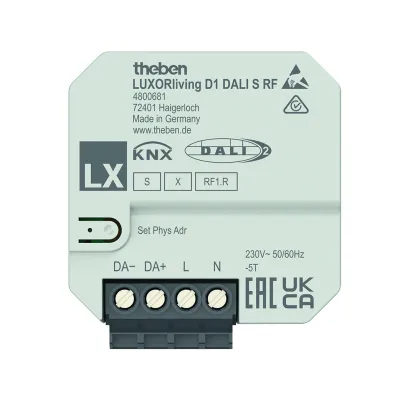 THEBEN Funk-DALI-Aktor UP LUXORliving D1 DALI S RF 4800681 | DALI-2 zertifiziert | Unterputz | 1-fach | 230V