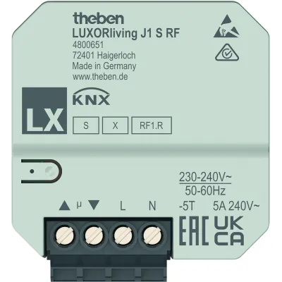 Theben LUXORliving J1 S RF 4800651 Funk-Jalousieaktor Unterputz KNX-RF | 1-fach | 5A | KNX Data Secure | IP20