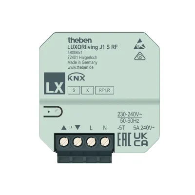 Theben LUXORliving J1 S RF 4800651 Funk-Jalousieaktor Unterputz KNX-RF | 1-fach | 5A | KNX Data Secure | IP20