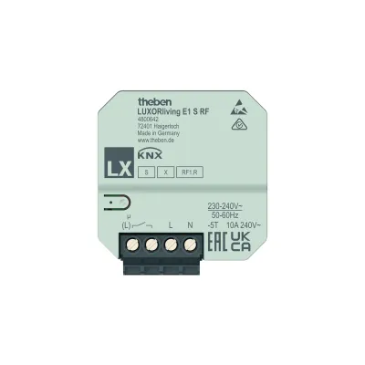 THEBEN LUXORliving E1 S RF 4800642 | Funk-Heizungsaktor Unterputz | 1-fach | 16A | Temperaturregler | Smart Home