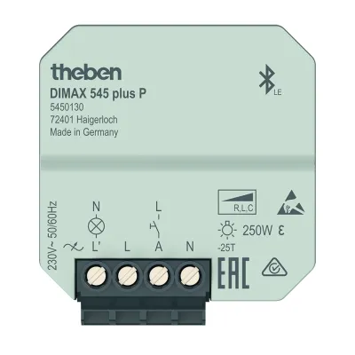 Theben Universaldimmer DIMAX 545 plus P | 5450130 | Unterputz | App-Steuerung Bluetooth | 5-250W | LED geeignet | weiß