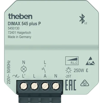 Theben Universaldimmer DIMAX 545 plus P | 5450130 | Unterputz | App-Steuerung Bluetooth | 5-250W | LED geeignet | weiß