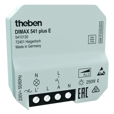 Theben UP-Universaldimmer DIMAX 541 plus E 5410130 | Unterputz-Dimmer für LED & Glühlampen | 0–250W | weiß