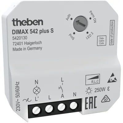 Theben UP-Universaldimmer DIMAX 542 plus S 5420130 | LED & Glühlampen | Phasendimmer Unterputz weiß matt