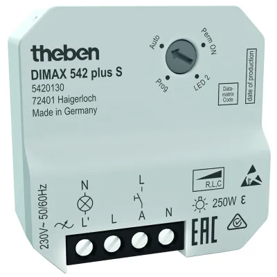 Theben UP-Universaldimmer DIMAX 542 plus S 5420130 | LED & Glühlampen | Phasendimmer Unterputz weiß matt