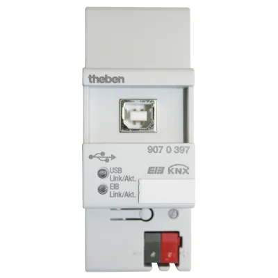 Theben USB Schnittstelle 9070397 | KNX EIB Datenschnittstelle REG 2TE | LED-Anzeige | Busankopplung | IP20 | grau