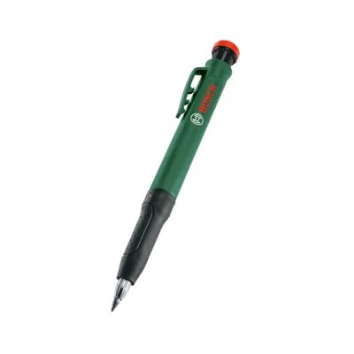 Bosch Tieflochmarker 1600A032V2 | Markierungsstift für Holz, Papier, Stein | Edelstahl | integrierter Anspitzer