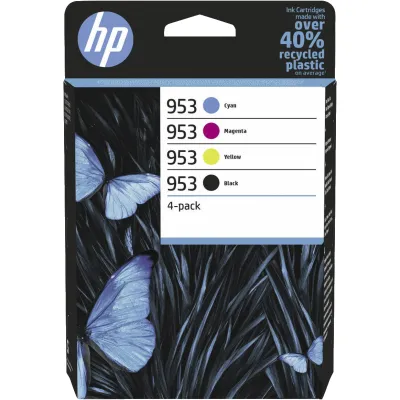 HP Tintenpatronen Multipack 953 6ZC69AE | Original | 4er-Pack Schwarz Cyan Magenta Gelb | 10 ml, Schwarz 23,5 ml