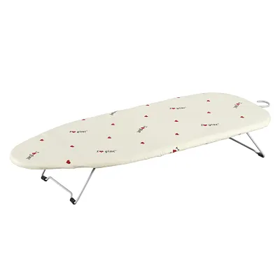 Gimi Tisch-Bügelbrett Pollicino 73,4x32 cm | Stahlgestell | Baumwollbezug | Haken | platzsparend | Blau/Weiß/Rosa