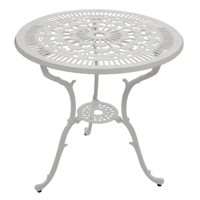 Tisch Jugendstil 70cm rund, Aluguss weiss