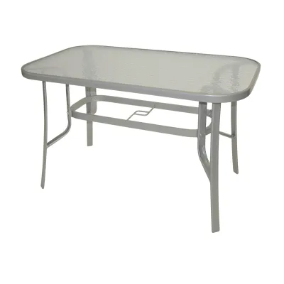 Freital Handels GmbH Gartentisch 70x120 cm | Stahlgestell | Glasplatte Strukturoptik | modern | silber