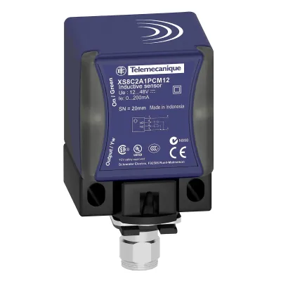 TMSS Germany Induktiver Näherungsschalter XS8C2A4MAU20 | 40x40x70 mm | Sn 40 mm | 24–240V AC/DC | PBT Gehäuse