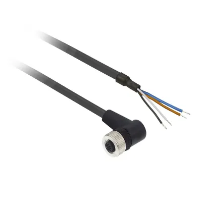 Telemechanique Sensors Leitungsdose XZCP1241L5 | Sensor-Aktor-Kabel 5m PUR | M12 4-polig abgewinkelt | schwarz