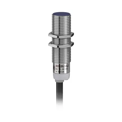 Telemechanique Induktiver Näherungsschalter XS112B3PAL2 | M12 PNP NO | 4mm | Metall | 2m Kabel | IP65/IP67 | 12-24V