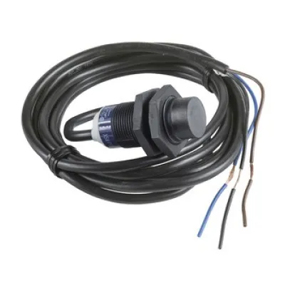 Schneider Electric Induktiver Näherungsschalter XS4P18AB120L2 | M18 | Sn8mm | 12–24 V DC | 2-Draht | 10 m Kabel