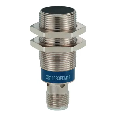 Schneider Induktiver Näherungsschalter XS118B3PCM12 | M18 x 51 mm | PNP | 8 mm Schaltabstand | Metall | M12 Stecker