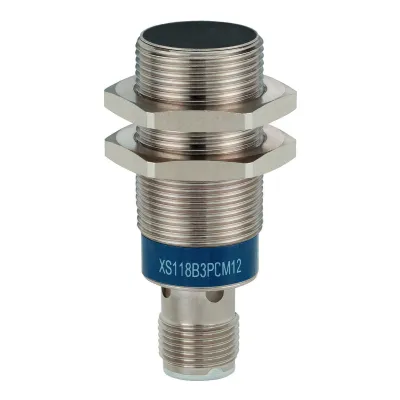 Schneider Induktiver Näherungsschalter XS118B3PCM12 | M18 x 51 mm | PNP | 8 mm Schaltabstand | Metall | M12 Stecker