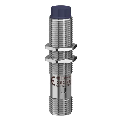 Telemechanique Sensors Induktiver Näherungsschalter XS212BLPAM12 | M12 Gewinde | PNP NO | 4 mm | Metall | vernickelt