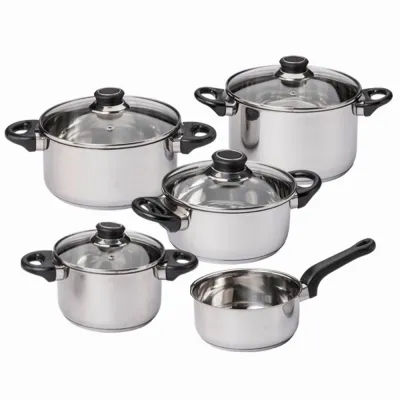 KRÜGER Topf-Set Apollo SAP 5-teilig | Edelstahl 18/10 | Induktion geeignet | Glasdeckel | silber | für alle Herdarten