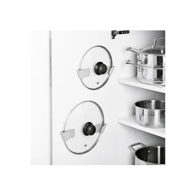 Minky Topfdeckelhalter 3er Set | Schrank & Schublade | flexibel für alle Deckel | selbstklebend | ABS-Kunststoff | grau