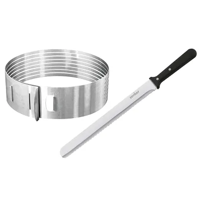 Zenker Tortenboden-Schneidhilfe Set | Tortenring & Konditormesser | Ø 26-28 cm | Edelstahl | spülmaschinenfest