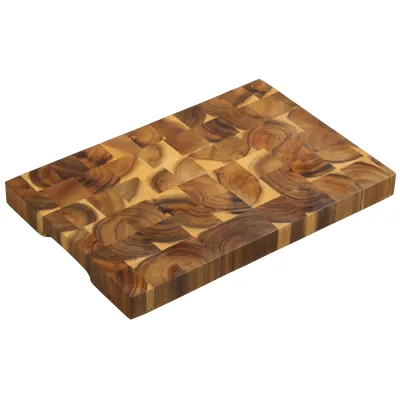 KESPER Tranchierbrett 28150 | Akazienholz Stirnholz | 36x24x3 cm | Schneidebrett FSC-zertifiziert | Blockoptik