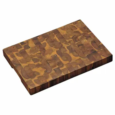 KESPER Tranchierbrett 28151 | Profi Schneidebrett Akazienholz Stirnholz FSC | 42x30x4cm | Griffmulden | Braun