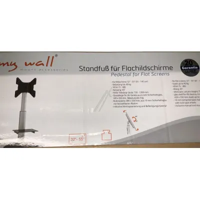 myWall TV-Standfuß HP1CL | für 32-55 Zoll Flachbildschirme | neigbar, höhenverstellbar, rollbar | VESA 75-400 | silber
