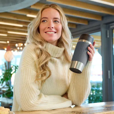 Emsa Isolierbecher Travel Mug Wave N20226 | Thermobecher 500ml | Edelstahl | auslaufsicher | pastellblau