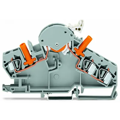 WAGO Trenn- und Messklemme 282-860 | 3-Leiter | CAGE CLAMP | 0,2-6 mm² | Prüfstecker 4 mm | Hutschiene TH35 | 30A | grau