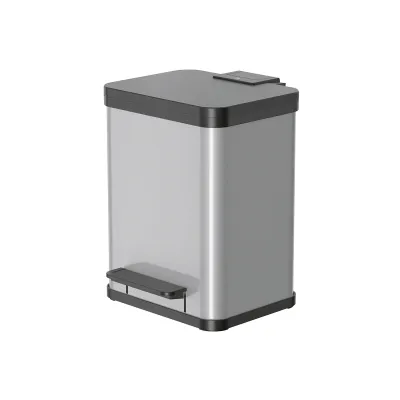 Hailo Tret-Abfalleimer Öko uno Plus M | 17l | Soft-Close Deckel | Inneneimer recycelt | Stahlblech/Kunststoff | silber