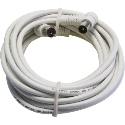 Triax Anschlusskabel FEKAB A+ 1,5m | Koaxialkabel IEC Winkelstecker-Winkelbuchse | 90 dB Schirmung | 75 Ohm | Weiß
