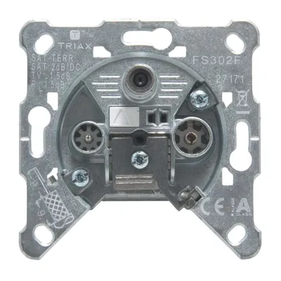TRIAX SAT-Antennendose FS 302 F | 3-Loch Stichdose | 5-2400 MHz | 3 Ausgänge TV/Radio/SAT | 2 dB | fernspeisetauglich