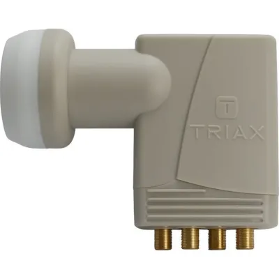 TRIAX Quad LNB TQD 404 Gold | Universal für 4 Teilnehmer | 40 mm Feed | vergoldete F-Anschlüsse | grau | wetterfest