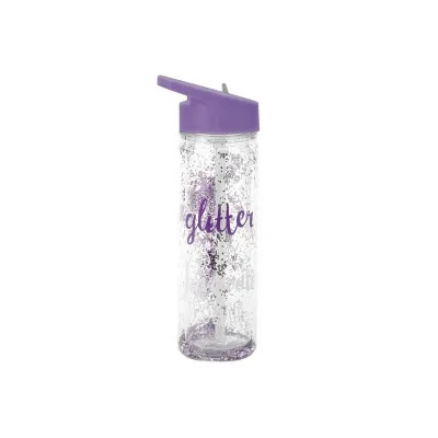 SMASH Trinkflasche Glitter 500ml | doppelwandig | auslaufsicher | PETG | geruchlos | Flip-Top | Handwäsche | transparent