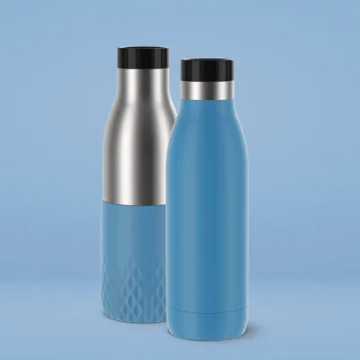 Emsa Trinkflasche Bludrop 1L | Isolierflasche Edelstahl | 100% auslaufsicher | 20h warm | Quick-Press | petrol