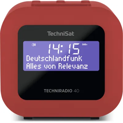 TechniSat Radiowecker TECHNIRADIO 40 | DAB+ UKW | RDS | USB-Ladefunktion | 2 Weckzeiten | Snooze | Rot