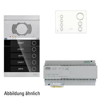 Grothe Audio Türsprechanlage Pre Pack 4WE | 4-Familienhaus | Freisprechtelefone | 2-Draht | Aufputz | Aluminium schwarz