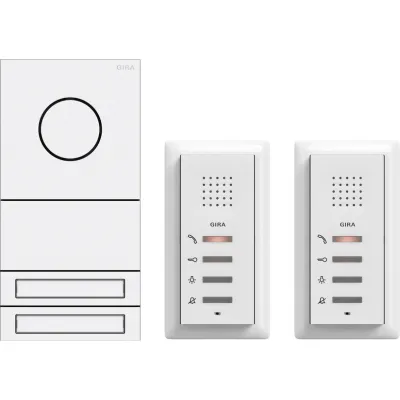 GIRA Audio-Türsprechanlage System 106 | Zweifamilienhaus | 2407902 | Bus | 2 Innenstationen | Aufputz | Infofeld | Weiß