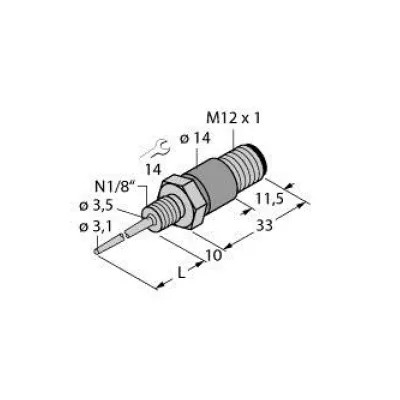 Turck Temperaturmessung TP-103A-N1/8-H1141-L013 | Pt100 Fühler | -50 bis 120°C | 13 mm | 4-Leiter | 1/8 NPT