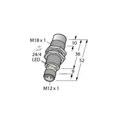 Turck Induktiver Näherungsschalter NI12U-MT18-AP6X-H1141 | M18x1 | PNP | 12 mm | IP68 | PTFE | M12-Stecker