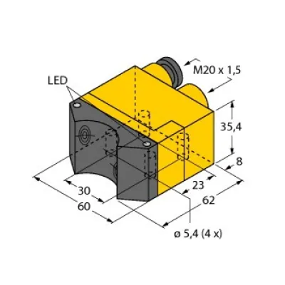 Turck Induktiver Doppelsensor NI4-DSU35TC-2Y1X2 | ATEX Zone 1/20 | NAMUR | Schwenkantrieb | 4mm | DC | Kunststoff