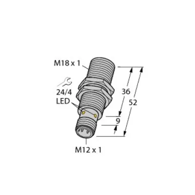 Turck Induktiver Sensor BI8-M18-AP6X | Näherungsschalter M18 | PNP Schließer | 8 mm | Metallgehäuse | 2 m Kabel