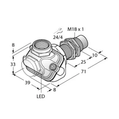 Turck Induktiver Näherungsschalter NI10-EM18WDTC-Y1X | M18x71 mm | 10 mm Schaltabstand | NAMUR | Edelstahl | ATEX
