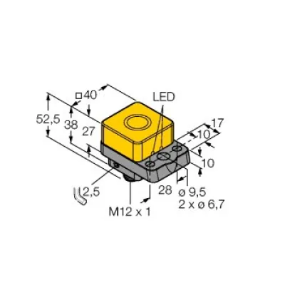 Turck Induktiver Sensor NI22U-Q40-AP6X2-H1141 | PNP | 22mm | M12 | 40x52,5x67mm | DC 10-30V