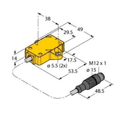 Turck Winkelsensor RI360P1-QR14-ELIU5X2 | Hohlwelle 6–6,35mm | 0–10V/4–20mA | IP68 | programmierbar | M12